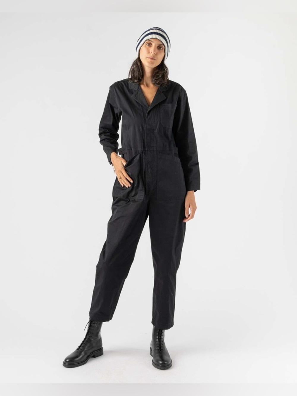 Alex mill Black Utility Jumpsuit Women's Long Sleeve cotton large urban chic co